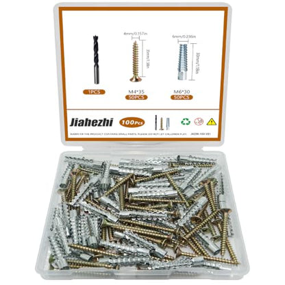 100Pcs M4 M6 Hollow Wall Anchors with Screws, Loose Hinge Hole Repair Kits - size: M4/6-100 Pcs