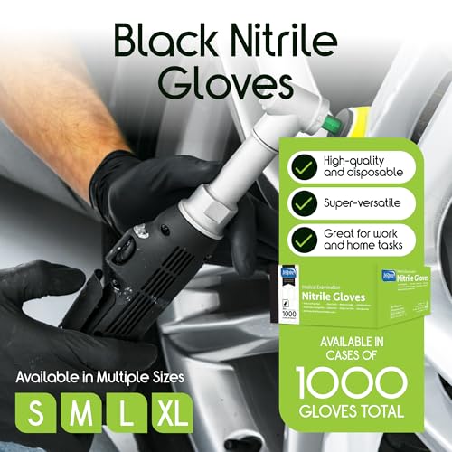 Inspire Black Nitrile Disposable Gloves | 4.5 Nitrile Disposable Safety Medical Cooking Cleaning Gloves - size: XX-Large, style: Black - Case of 1000