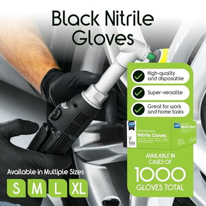 Inspire Black Nitrile Disposable Gloves | 4.5 Nitrile Disposable Safety Medical Cooking Cleaning Gloves - size: XX-Large, style: Black - Case of 1000