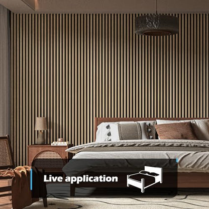 Art3d Acoustic Wood Slat Panels 94.5"x24", 2-Pack, 31sq.ft, Peach - color: Peach