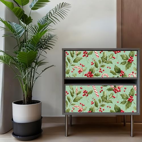 Wall Decal 15.7 x 39.4 in Candy Cane Holly Peel and Stick - color: colorful0182