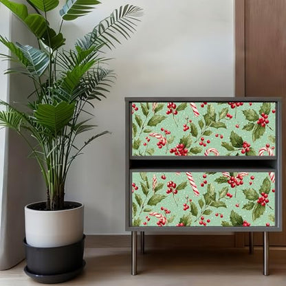 Wall Decal 15.7 x 39.4 in Candy Cane Holly Peel and Stick - color: colorful0182