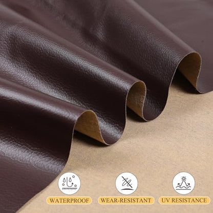 Faux Leather 0.7mm Upholstery Fabric by the Yard 10 Yard Coffee - color: Coffee, size: 10 Yard