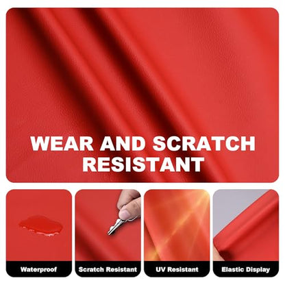 Faux Leather, Marine Vinyl PVC Leather for DIY Upholstery, Sofa Car Boat Seat Repair, Waterproof & Easy to Clean, Red (1 Yd 55x36 Inch) - color: Red, size: 1Yd (55x36inch)