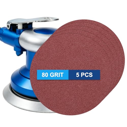 5 Pack 5 Inch PSA Sanding Discs 80 Grit Aluminum Oxide Red - size: 80 grit