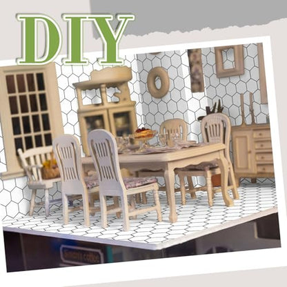 Flutesan 12 Pcs Miniature Dollhouse Wallpaper, Hexagonal Grid - style: Hexagonal Grid