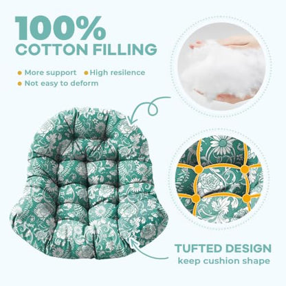 Hanging Egg Chair Cushion 47x35x7 Inches Waterproof Teal Rose - color: Teal Rose