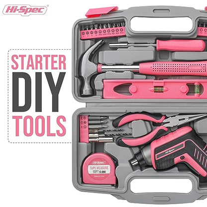 Hi-Spec 3.6V USB Electric Screwdriver for Home Repairs and Assembly, Pink - color: Pink, size: 35 Pieces