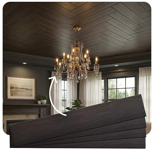 À LA MAISON CEILINGS WP93cb-12 Foam Wood Ceiling Planks, Coffee Brown, 12 - color: Coffee Brown, size: Pack of 12