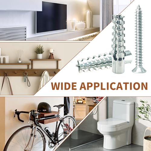 60 Packs Heavy Duty Hollow Wall Anchors with Screws, Loose Hinge and Stripped Hole Repair Kits (8x38mm,Silver)