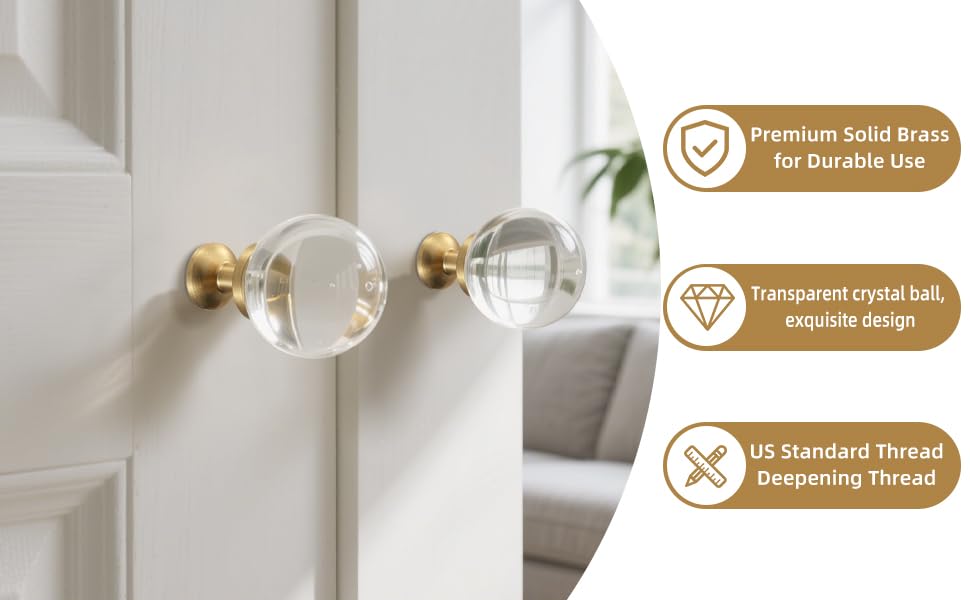 Guank 12-Pack Bubble Cabinet knobs Solid Brass Base, Drawer Spherical Gold Knobs, 1.14-Inch Diameter, Modern Kitchen Cabinet Brushed Crystal Ball Cabinet knobs Bubble - color: Bubble shape-1.14inchn, size: 12 Pack
