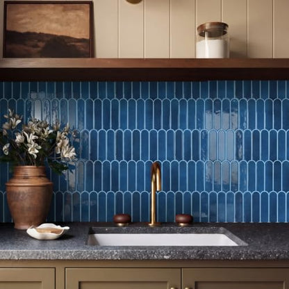Commomy Thicker Nary Blue Peel and Stick Backsplash 10 pcs of 12" x 12" - color: Navy Blue