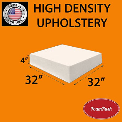 FoamRush 4" x 32" x 32" Upholstery Foam Cushion High Density (Square Foam for Dining Chairs, Chair & Wheelchair Seat Cushion Replacement) - color: High Density, size: 4" x 32" x 32"