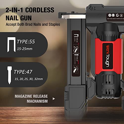 20v Cordless Staple Gun Brad Nailer 2 in 1 Aluminum Metal Magzine