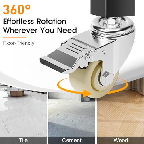 Caster Wheels, Threaded Stem Casters Set of 4 Heavy Duty,1/2"-16 x 1(Stem Diameter 1/2", Length 1"), Dual Locking Caster, Industrial Castor Wheels for Furniture,Carts - color: Silver-White