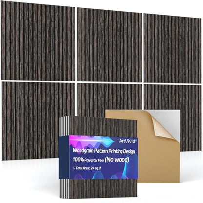 ArtVivid 6 Pack Large Acoustic Panels, Soundproof Wall Panels - color: Smoked Oak, size: 24"×24"(6pcs)