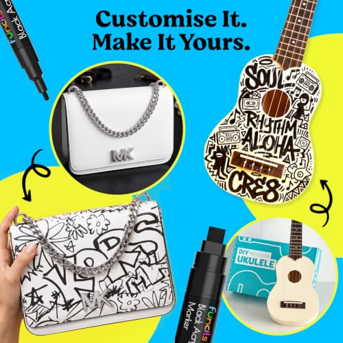 5 Black Acrylic Paint Marker Pens for Rock Painting, Wood, Glass - color: Black