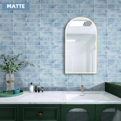 Tilingview 30 PCS Peel and Stick Backsplash Tile for Kitchen/Bathroom/Living Room, 3"x 9" Self-Adhesive Subway Tile for Backsplash, Imitation Glazed Tiles/Handmade Tiles (Matte Sky Blue) - color: Matte Sky Blue