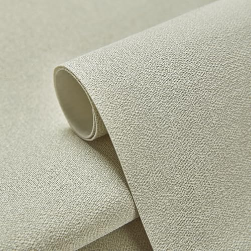 Fabric Grasscloth Texture Self-Adhesive Wallpaper Linen Peel and Stick Wallpaper Easy to Apply Removable Easy to Clean for Bedroom Livingroom Cabinet 16.5inx236.2in -Cyan Beige - color: cyan beige