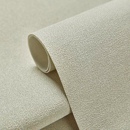Fabric Grasscloth Texture Self-Adhesive Wallpaper Linen Peel and Stick Wallpaper Easy to Apply Removable Easy to Clean for Bedroom Livingroom Cabinet 16.5inx236.2in -Cyan Beige - color: cyan beige