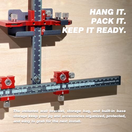 Cabinet Hardware Jig Tool Drawer Pull Jig Cabinet Handle Template Tool Jig - color: Red-gray