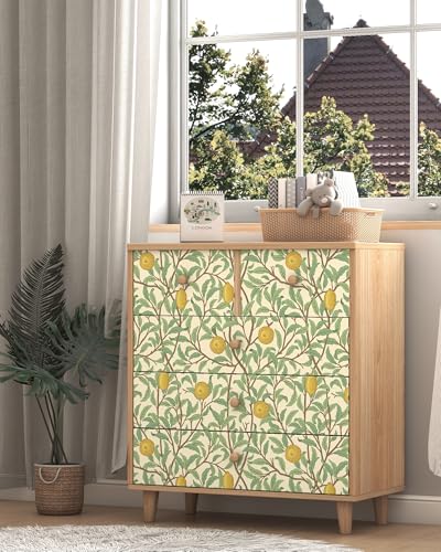 OSECAGE Lemon Peel and Stick Wallpaper Leaf Contact Paper 17.3''×393'' - color: Beige and Green, size: 17.3" x 393"