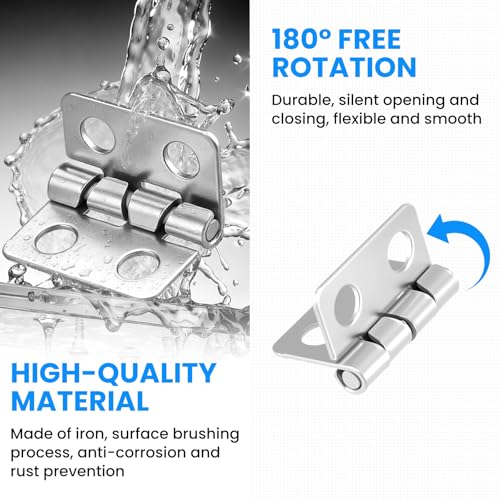 SDTC Tech 24-Pack Silver Mini Hinges 13x12mm 180 Degree Rotation - color: silver tone