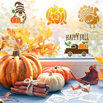 Augshy 56Pack Fall Stencils for Painting on Wood Crafts Thanksgiving Decor - style: Fall