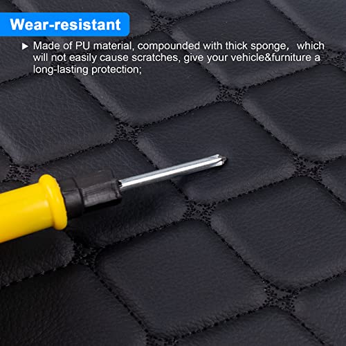 Vinyl Faux Leather Quilted Fabric Foam Backed,Black (Black Thread) - color: Black(black Thread), size: Style-A