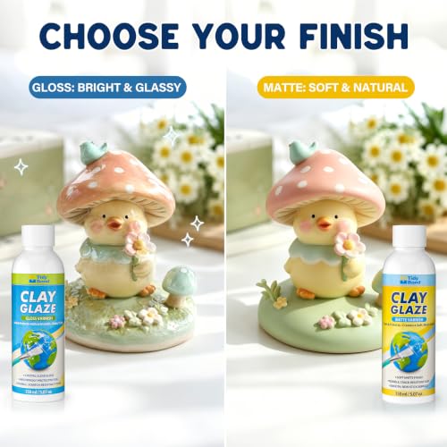 150ML Air Dry Clay Glaze, High Gloss Varnish & Protective Craft Sealer, Helps Prevent Cracking & Scratches for Pottery, Ceramics, Art Painting & DIY Crafts, Non-Toxic