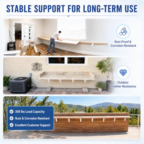 WINKER Countertop Support Bracket 2 Pack Heavy Duty 3/8" Thick Hidden L Shelf Bracket 16" x 6" x 2.5" Metal Corbels for Quartz/Granite/Wood/Concrete/Laminate Countertops, White - size: 16″x6″x2.5″-3/8" thick, style: White-2Pack