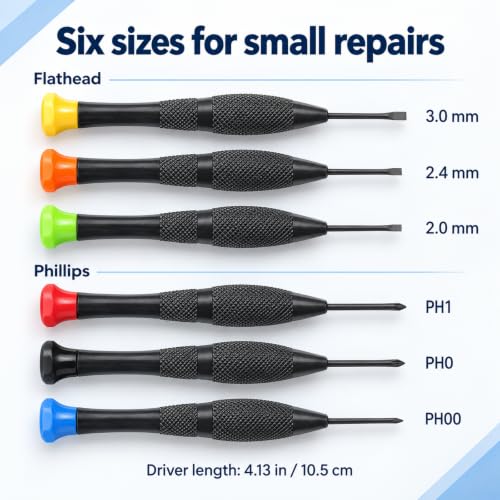 6 PCS Precision Screwdriver Set Magnetic Electronics Repair Tool Kit - color: Black, size: 6PCS