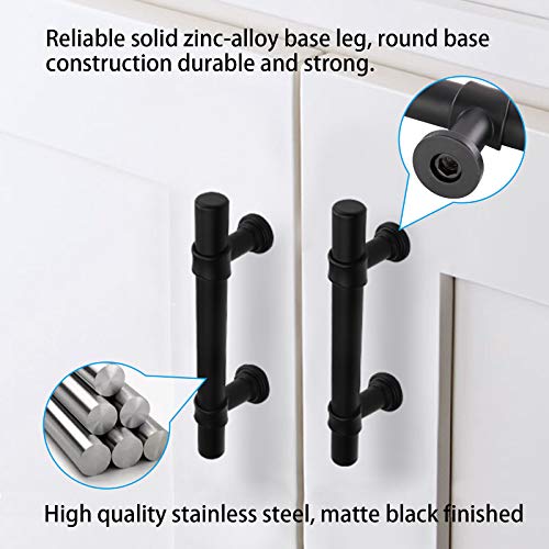 Goldenwarm 5 Pack Black Cabinet Handles, 3 Inch T Bar Handles - color: Black, size: 3 in Hole Center (76mm)