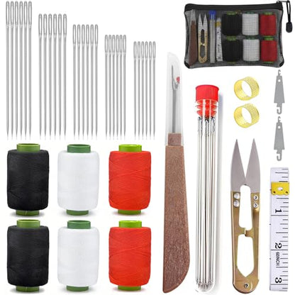 44Pcs Sewing Tool Set, Big Eye Steel Sewing Needle Kit for Hand Sewing - color: 44P