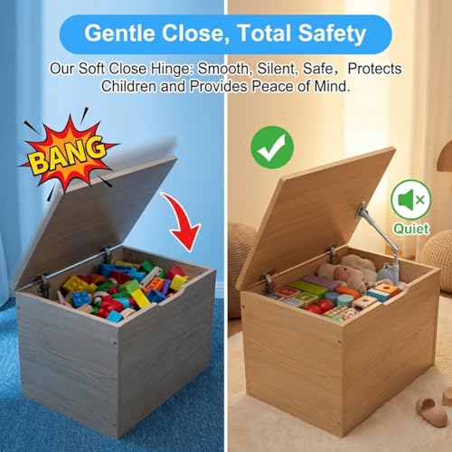 Toy Box Hinges Soft Close 2 Pcs, Zinc Alloy Safety Soft Close Hinges
