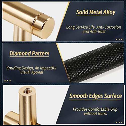 6" Length Knurled Cabinet Pulls 25 Pack - 5" Hole to Hole, Black & Gold - color: Black, size: 128mm | 5 inch C/C