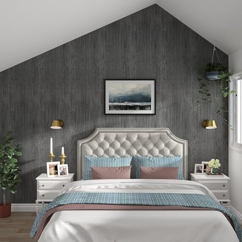 Yenhome Contact Paper Wood Grain Contact Paper Peel and Stick Countertops Wood Contact Paper for Cabinet and Drawers Desk 17.7"X200" Wood Countertop Peel and Stick Waterproof, Grey Wood Contact Paper - color: Charcoal/Gray, size: 17.7" x 200"