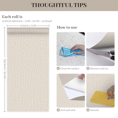 Gray Grasscloth Peel and Stick Wallpaper Renter Friendly Wall Covering Adhesive Contact Paper 15.7inch x 393.7inch Rustic Wall Vinyl Traditional Textured Paper - color: Gray, size: 15.7" x 393.7"