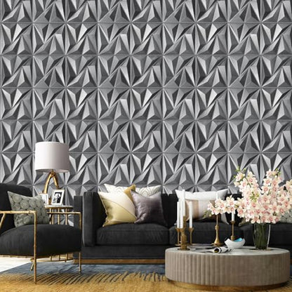 STICKGOO 3D Wall Panels Diamond, Brushed Silver, 12''x12'', 33 Pack - color: Brushed Silver