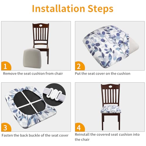 Fuloon Dining Chair Seat Covers Stretch Slipcovers, Set of 6, Grey Blue - color: F-grey Blue, size: Not Waterproof
