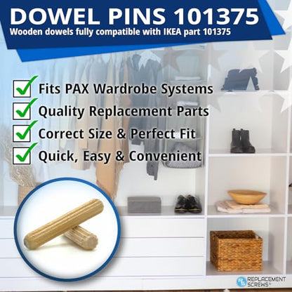 ReplacementScrews Wooden Dowel Pins Compatible with IKEA Part 101375