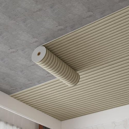 Beige Peel and Stick Slat Wall Panels,Wood Grain Paneling 118"x15.75" - color: Off-White