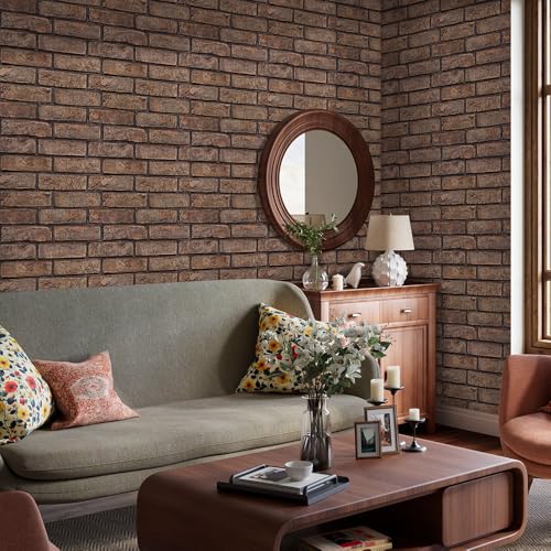 Commomy Faux Brick Wall Panels Peel and Stick Thin PVC 10 Pcs 11.8" x 11.8" - color: Brick-AWE