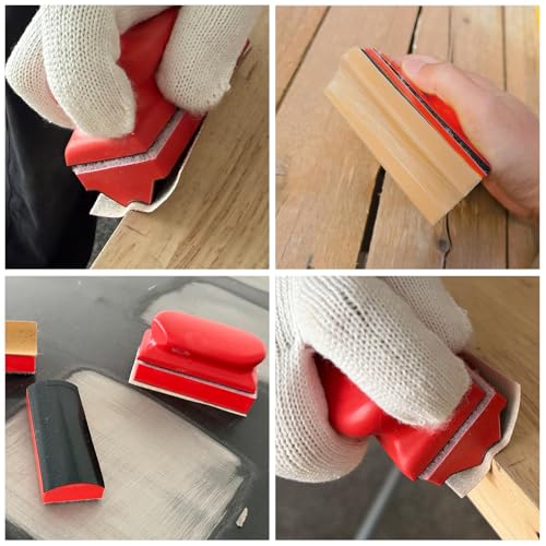 16-Piece Contoured Profile Hand Sanding Block Set, Hook & Loop,RED - color: Red