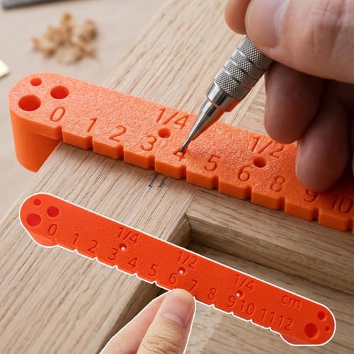 Woodworking Center Finder Ruler, Multi-Functional Measuring Tool with Inch & CM Scale, Drilling Positioning Marker Gauge for Furniture Making, Carpentry Construction