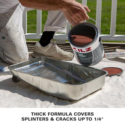 KILZ Over Armor Smooth Solid Coating Resurfacer, Redwood, 1 Gallon - color: Redwood, style: Smooth
