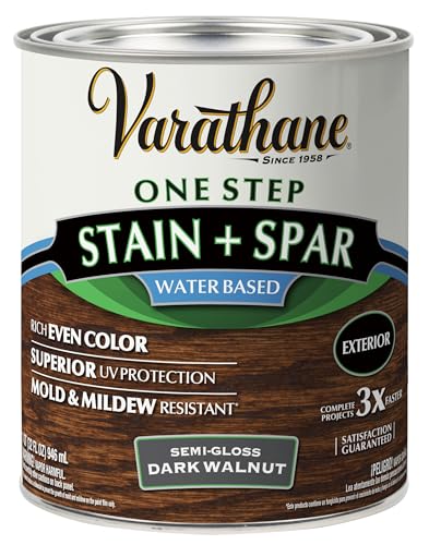 Varathane One Step Stain & Spar Semi-Gloss Dark Walnut Wood Finish - color: Dark Walnut, size: Quart (Pack of 1)
