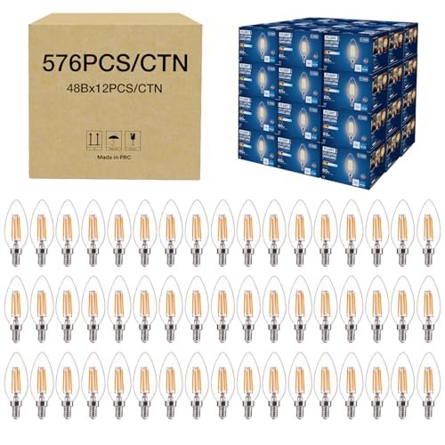FLSNT 576 Pack B11 E12 LED Candelabra Bulbs, 60W Equivalent Dimmable Chandelier Light Bulbs, 2700K Soft White, 82 CRI, UL & CA65 Listed, Energy Saving Candle Bulbs for Wholesale Projects - color: 2700k Soft White, size: 576 Count (Pack of 1)