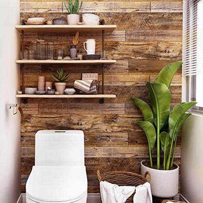 Yun-aeon Natural Wood-Brown Contact Paper Peel and Stick Wallpaper - color: Natural Wood-brown, size: 17.3" x 120"