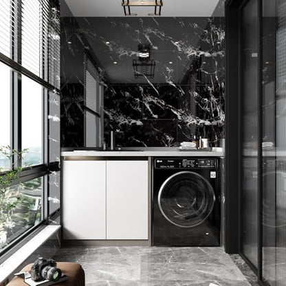 Haimin 3D Wall Panels Peel and Stick Marble Look Tile Backsplash, 20 Pack - color: Black-JGH